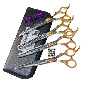 กรรไกรตัดขนสำหรับตัดขนสัตว์เลี้ยง8.0นิ้วกรรไกรเล็มฟันฉลาม JP420J2ตรงโค้งมนชุดกรรไกรตัดแต่งขนสัตว์เลี้ยง4 - Product Image 5