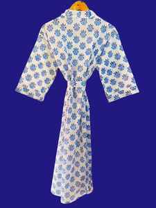 Bata Kimono de Algodón Azul Floral con Diseño de Rayas y Cinturón para Spa, Hotel, Resort - Proveedor Mayorista de Piezas Individuales para EE. UU., Reino Unido y Australia - Product Image 2