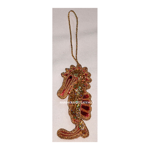 Nuevo Adorno con Diseño de Caballito de Mar para Decoración del Hogar y Árbol de Navidad, Bordado Zari con Cuentas - Product Image 1