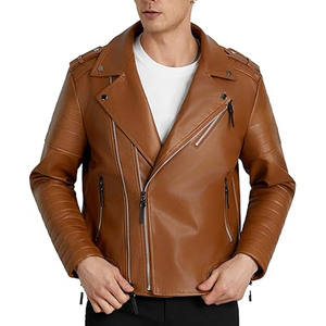 Chaqueta de cuero de motorista ajustada a la moda hecha a medida para hombres Proveedor de fábrica OEM Pedidos al por mayor Etiquetas privadas - Product Image 2