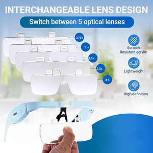 Lunettes loupe avec lumière led bandeau 5 avec lentilles détachables bandeau loupe verre pour travail rapproché passe-temps artisanat bijoux - Product Image 3
