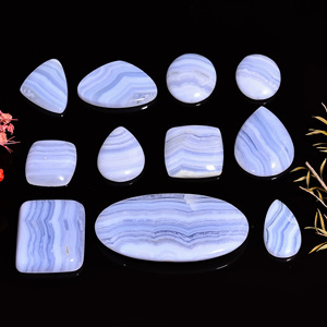Agate de dentelle bleue naturelle Cabochon de pierres précieuses en vrac Fabrication de bijoux Pierre de forme mixte pour utilisation - Product Image 5