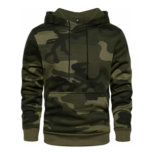 Sudadera con capucha de camuflaje cálida de invierno de alta calidad para hombre 100% forro polar de algodón transpirable patrón sólido con logotipo bordado en la parte delantera - Product Image 5