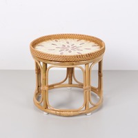 Table d'appoint en rotin naturel au prix le plus bas, design moderne, tables basses rondes avec motif en nacre