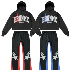 2025 fabricants de douanes pour vêtements sérigraphie survêtements respirants empilés pull en molleton de coton évasé - Product Image 5