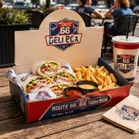 Boîtes de restauration personnalisées avec logo AT PACK |   Boîtes d'emballage alimentaire jetables pour sandwichs, burritos et restaurants