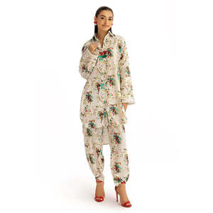 Conjunto de 2 Piezas, Camisa y Pantalón Estampados Jacquard Slub Khaddar con Decoración de Botones SCT-52001 - Product Image 2