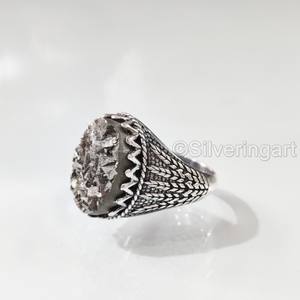 Anillo para hombre al por mayor, piedra preciosa de pirita en bruto Natural, anillo de piedra natal, todos los tamaños, regalo de cumpleaños pesado, joyería, anillo de Plata de Ley 925 - Product Image 1