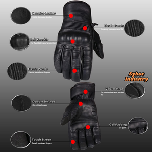 Personalice los guantes de la motocicleta Guantes de carreras Cuero de cabra real Antideslizante Guantes de protección de motorista de dedo completo personalizados - Product Image 3