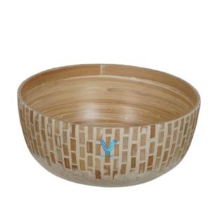 Bol incrusté de bambou Offre Spéciale de Vietrustic pièce de service décorative fabriquée à la main pour un repas à la maison durable - Product Image 1