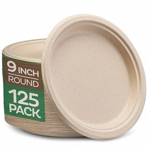 100% Compostable Disposable Paper Plates, 125 Pack, PFAS Free, BPI Certified, 9 Inch Heavy Duty, Eco Friendly, Biodegradable Pla