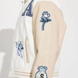 เสื้อแจ็กเก็ตแบบยูนิเซ็กซ์สำหรับฤดูหนาวเสื้อแจ็กเก็ตแขนยาวปักลายเข้ารูปสำหรับผู้ชายเสื้อแจ็กเก็ตแขนยาวคอปกตัวหนังสือ - Product Image 4