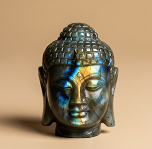 รูปปั้นพระพุทธรูปแกะสลักด้วยมือของขวัญธุรกิจลาบราดอไรต์แกะสลักด้วยมือคริสตัลบำบัดกึ่งมีค่าจากอินเดีย - Product Image 2