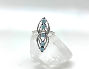 Handmade 925 Sterling Silver <b>Boho</b> Style Engagement <b>Ring</b> with Larimar Gemstone Trendy Wedding Gift for Women - Product Image 2