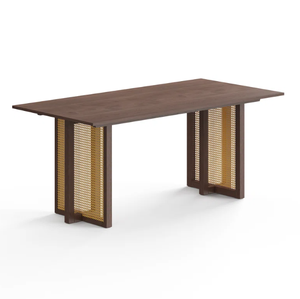 Rivya Dining <b>Table</b> Made of Solid Teak Wood Frame with Rattan and Finish Color Nc Brown <b>for</b> Indoor and Outdoor Use - Product Image 4