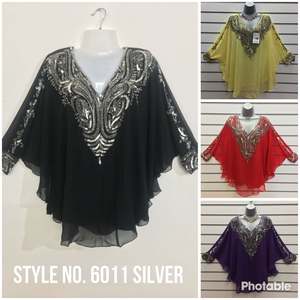 Robe caftan à manches lourdement ornées de perles 2026, style caftan court, broderie à la main, taille unique pour femme adulte, pour soirée, tenue de soirée indienne - Product Image 3