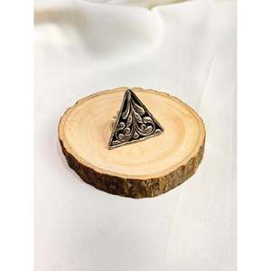 925 <b>Silver</b> Noor Chitai Triangular <b>Ring</b> Fine Quality Rose Gold and Gold Plated Trendy Inlay Gemstone <b>Ring</b> Gift - Product Image 2