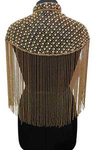 Cape burlesque festive avec de magnifiques paillettes brodées, silhouette droite, fermeture au cou, pour les occasions de club, les festivals - Product Image 5