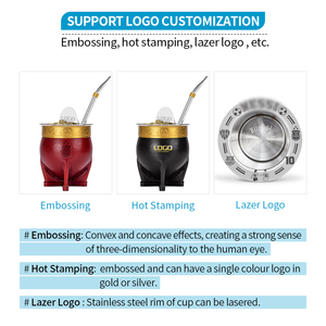 Set di Tazze per Yerba Mate in Pelle Fatta a Mano Stile Barocco Imperiale con Bombilla e Sagomatore per Tè Stile Argentino - Product Image 6