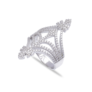 Unique Shape Elegant <b>CZ</b> Cluster <b>Ring</b> Handcrafted Turkish 925 Sterling Silver Jewelry Wholesale Fine Jewellery - Product Image 2