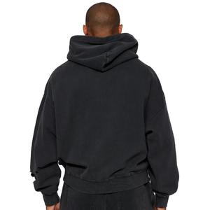 Wholesale 2024 Winter Arrival <b>Men</b> and Women <b>Black</b> Acid Washed High Quality Eco-Friendly Pullover <b>Hoodies</b> with Distressed Details - Product Image 3