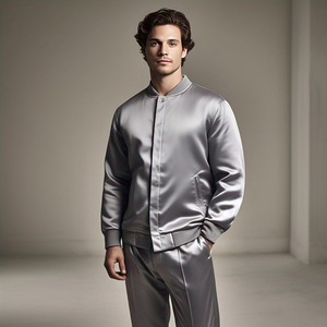 Men's High Street Style 100% Satin Nylon Polyester Varsity Bomber <b>Jacket</b> Winter <b>Canvas</b> <b>Jackets</b> High Quality - Product Image 4