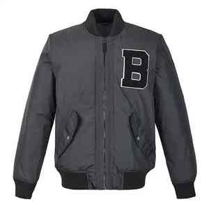Casual Plus Size Canvas Winter Varsity Jacket <b>for</b> Men with Stand Collar <b>Letter</b> Pattern Front Logo - Product Image 1