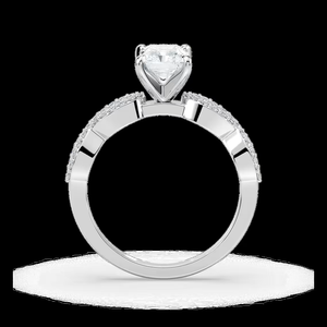 Bague de fiançailles en diamant de laboratoire taille radiant de 1,30 CTW, tige pavée torsadée, or massif 14 carats - Product Image 2