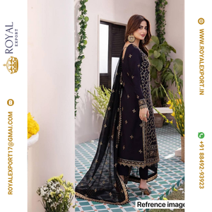 Presentación de la nueva colección Pure Faux Georgette con Secuencia bordada Work Suit Set - Product Image 3