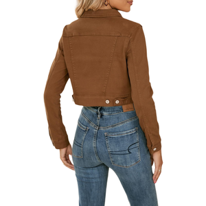 Venta al por mayor de chaquetas de mezclilla personalizadas para mujer Cierre de botón regular de longitud corta clásica con múltiples bolsillos para el estilo de prendas de vestir - Product Image 2