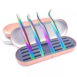 สแตนเลสสีรุ้งตรงและโค้งหัวแหนบสำหรับขนตาขยาย - Product Image 1