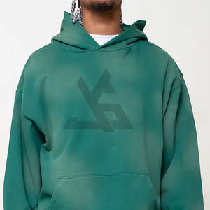 Ensemble sweat-shirt et pantalon de survêtement surdimensionné en coton biologique délavé à l'acide personnalisé 2026, fermeture éclair, premium pour homme - Product Image 6