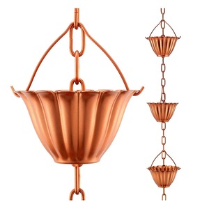 Fleur Design tasse chaîne de pluie bonne qualité métal fer cuivre plaqué chaîne de pluie ferme décoration gouttière tuyau de descente - Product Image 2