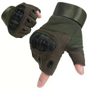 Guantes tácticos de cuero de alta calidad sin dedos con logotipo personalizado transpirable ligero nudillo protector equipo de entrenamiento al aire libre - Product Image 1