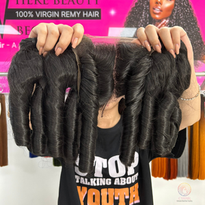 Best Seller-Pelo doble dibujado, cabello humano Remy vietnamita, 3 mechones de 16 pulgadas y cierre de 4 por 4 de 16 pulgadas, Pelo Rizado hinchable - Product Image 1