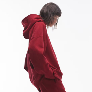 Pull épais de haute qualité poids lourd confortable coupe décontractée surdimensionné Stretch côtelé poignets sweat à capuche pour femme - Product Image 4