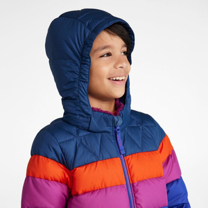 Doudoune à capuche multicolore pour enfants Logo personnalisé Vêtements d'extérieur chauds d'hiver à rayures Manteau épais rembourré pour garçons - Product Image 2