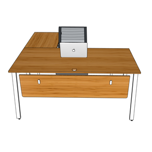 AtonBamboo L-shaped Folding Office <b>Desk</b> 160x160cm with Assembled Iron Legs & Drawer Plastic & Metal - Product Image 2