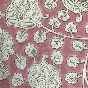 Tela de Algodón Estampada a Mano con Diseño Floral en Rosa Empolvado |   Textil Botánico Tradicional de la India - Product Image 1