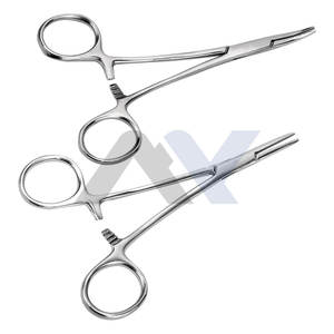 Fórceps hemostáticos de acero inoxidable de grado alemán curvo de 3,5 ", abrazaderas de bloqueo Manual, base de instrumento quirúrgico estándar de seguridad MOL - Product Image 1