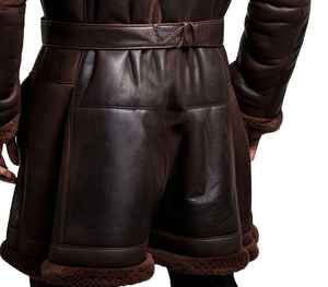 Trench Leather <b>Coat</b> Men Genuine High Quality S Fur <b>Lined</b> Mid Length Uniform Style Long <b>Coat</b> for Mens - Product Image 5