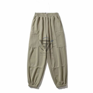 Pantalons de survêtement en molleton 100% coton personnalisés à la vente chaude, lavés à l'acide, tissu tricoté étoiles, streetwear, fermeture éclair à la cheville, avec étiquette en caoutchouc pour hommes - Product Image 3