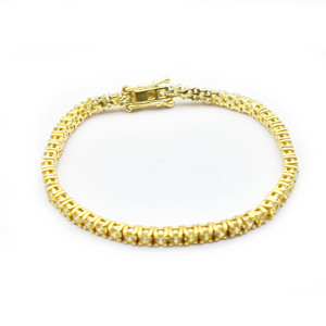 Pulsera de tenis de cuarzo citrino, pulsera de piedras preciosas redondas de circonita cúbica de 3mm, pulsera minimalista moderna para mujer, regalo para ella - Product Image 2