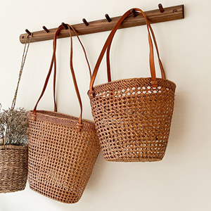 Latest design large capacity tote bag functional rattan totes great deal women purse handbag - Product Image 5