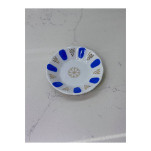 Ensemble de 6 tasses à café et soucoupes à thé en porcelaine bleue et or, style Ktahya, design oriental - Product Image 1