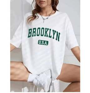 เสื้อยืดพิมพ์ลายแขนสั้นผ้าฝ้ายหนา240กรัมสำหรับผู้หญิงผ้าคอตตอน100% - Product Image 2