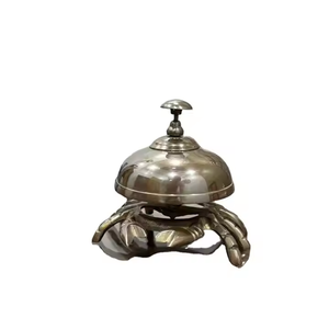 Antique Brass Desk Bell Durable Religious Style Office Table Top Bell Handcrafted with Polished <b>Crab</b> Office Metal Crafts - Product Image 2