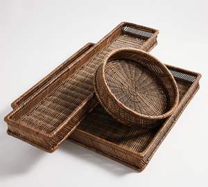 Bandeja redonda de mimbre hecha a mano para exhibición de alimentos y bebidas, bandeja tejida Bohemia redonda de mimbre para decoración del hogar, proveedor de Vietnam - Product Image 6