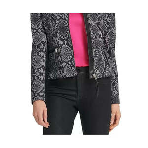 Giacca Bomber da Donna DKNY in Ecopelle Grigia con Collo Alto e Stampa Serpente, Taglia 4 - per l'Autunno - Product Image 3