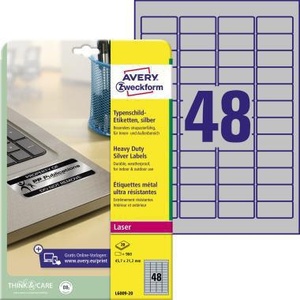 Etiqueta para Placa de Identificación Avery Zweckform, 45.7 x 21.2 mm, Plateada, 960 Etiquetas/Paquete, Producto de Presentación de AVERY ZWECKFORM - Product Image 1